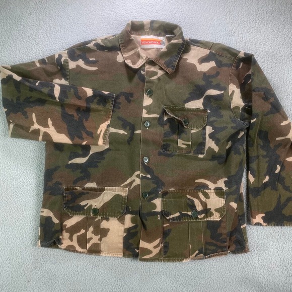 Vtg Winchester Canvas Button Up Outer Shirt Men‎ XL Camo Jacket Lightweight - Picture 1 of 10